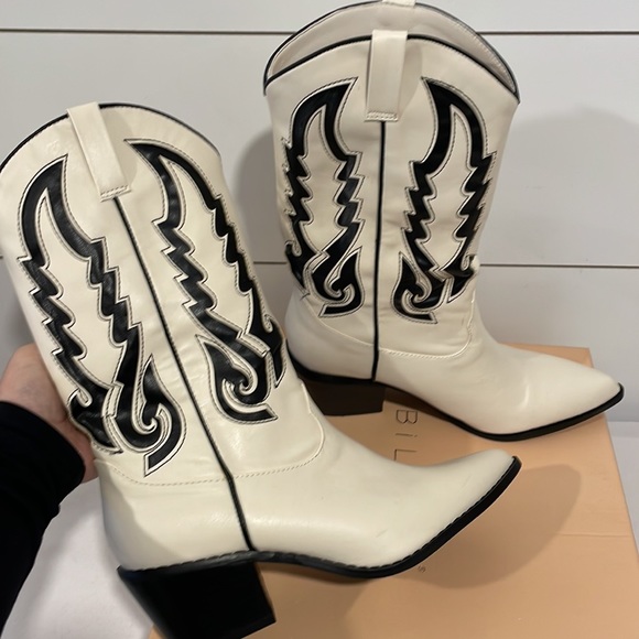 NORVA COWBOY BOOTS - BONE-BLACK CONTRAST - Picture 5 of 9